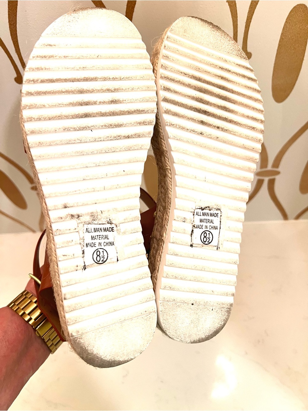 Womens Brown Leather Espadrille Platform Sandals by Soda - Picture 12 of 12